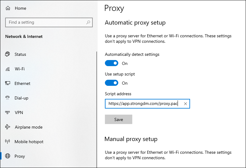 Automatic Proxy Setup Windows