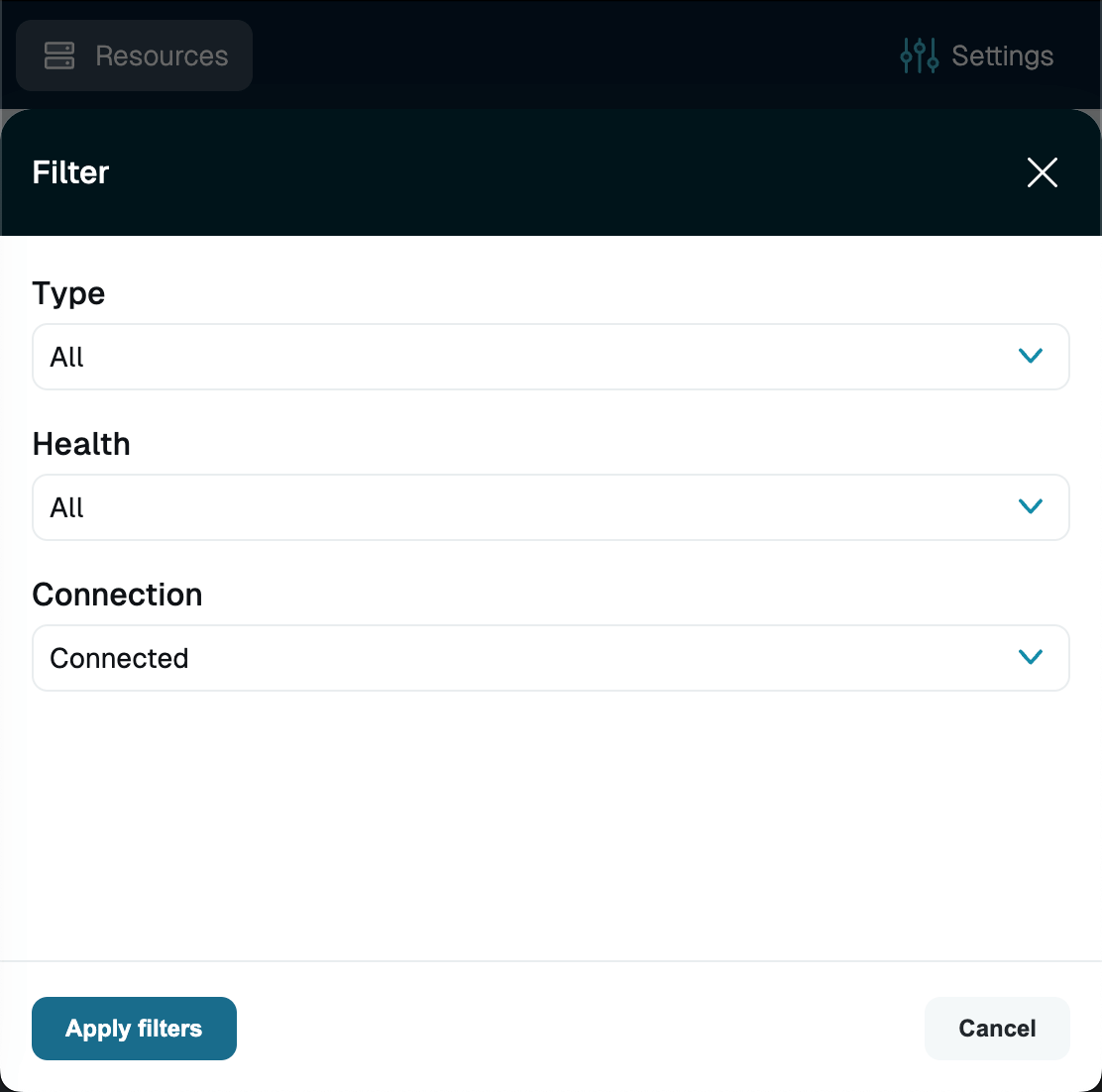 Connection Filter Options