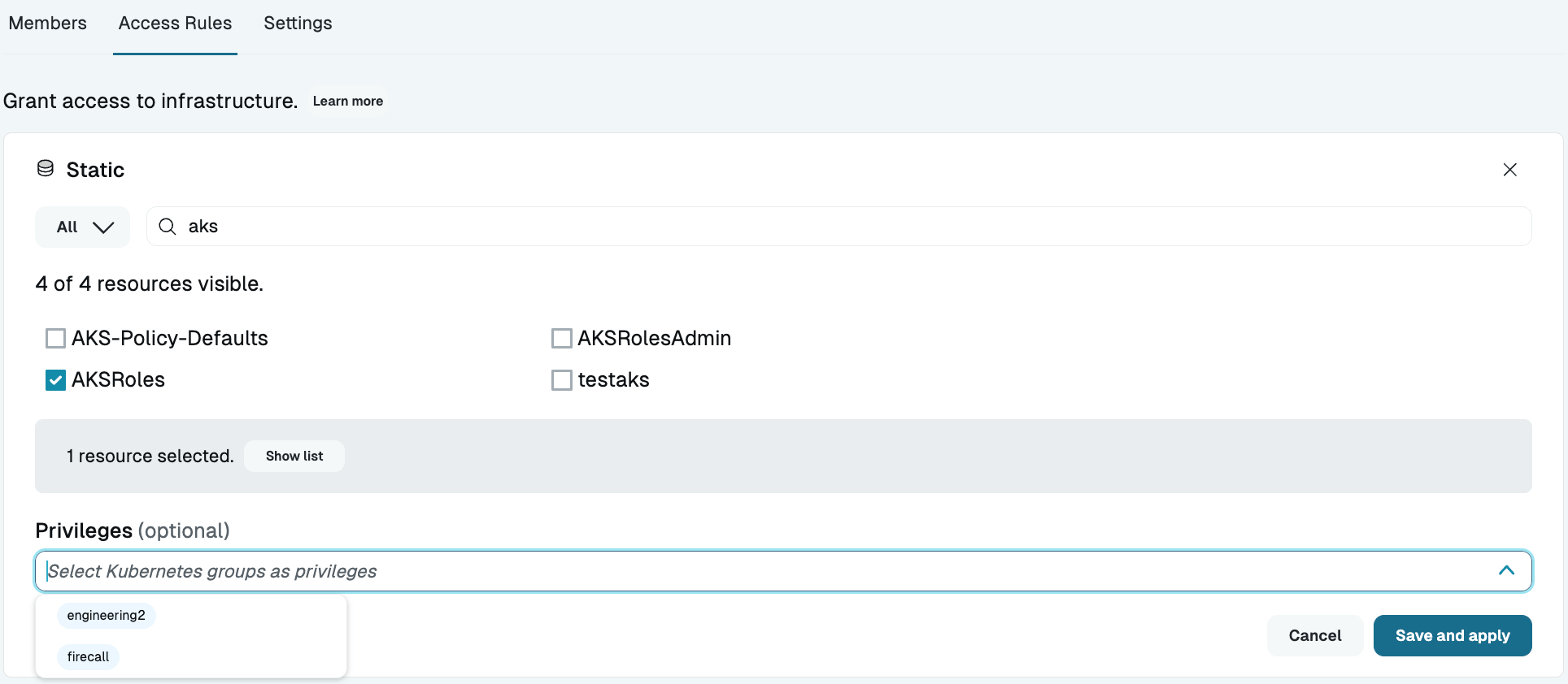 Privilege Level Selection While Creating a Role